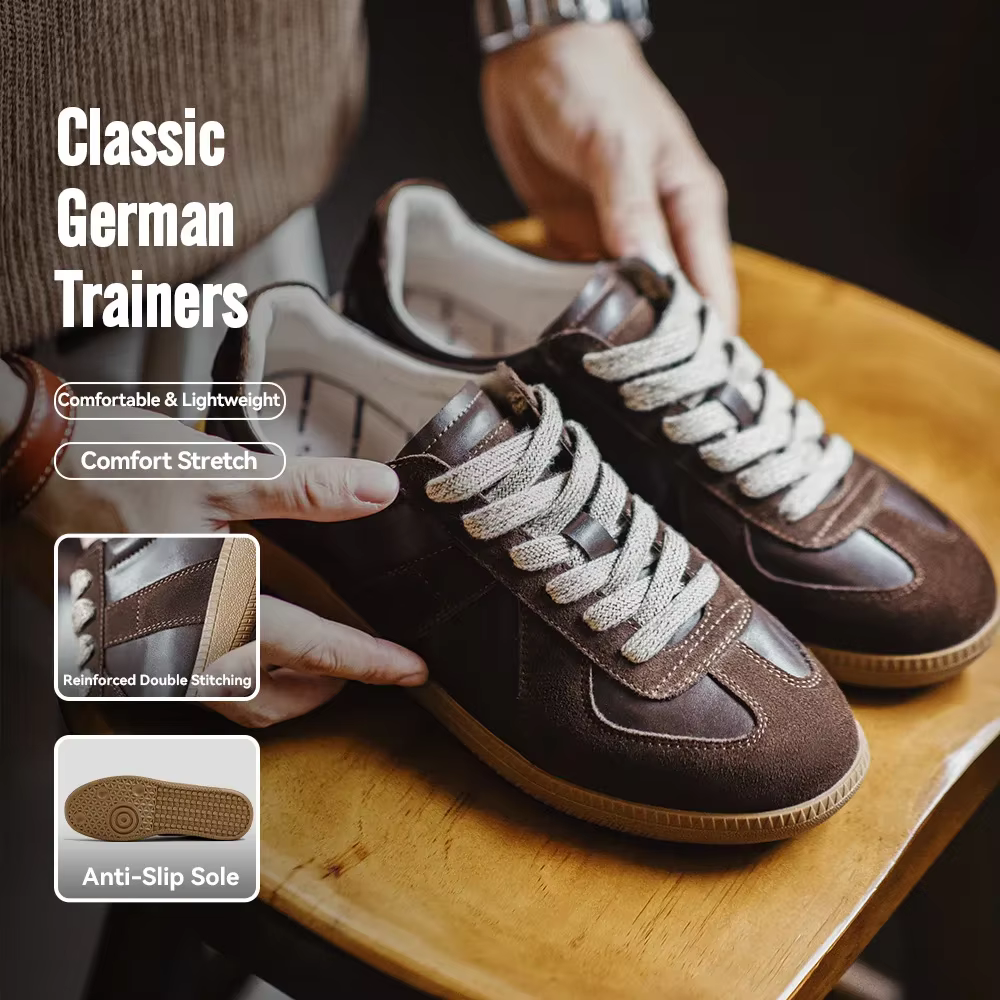 Chaussures de sport classiques Maden en cuir marron