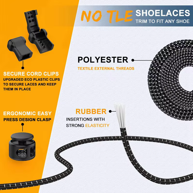 1 paire de lacets pour baskets élastiques sans cravate