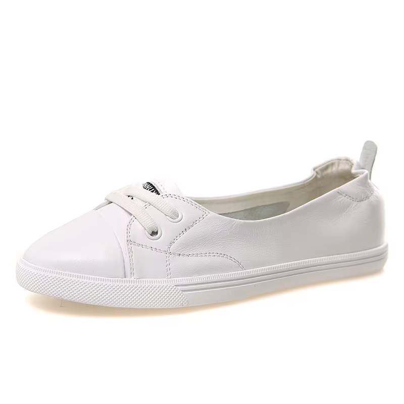 Chaussures blanches à enfiler en cuir pour femmes