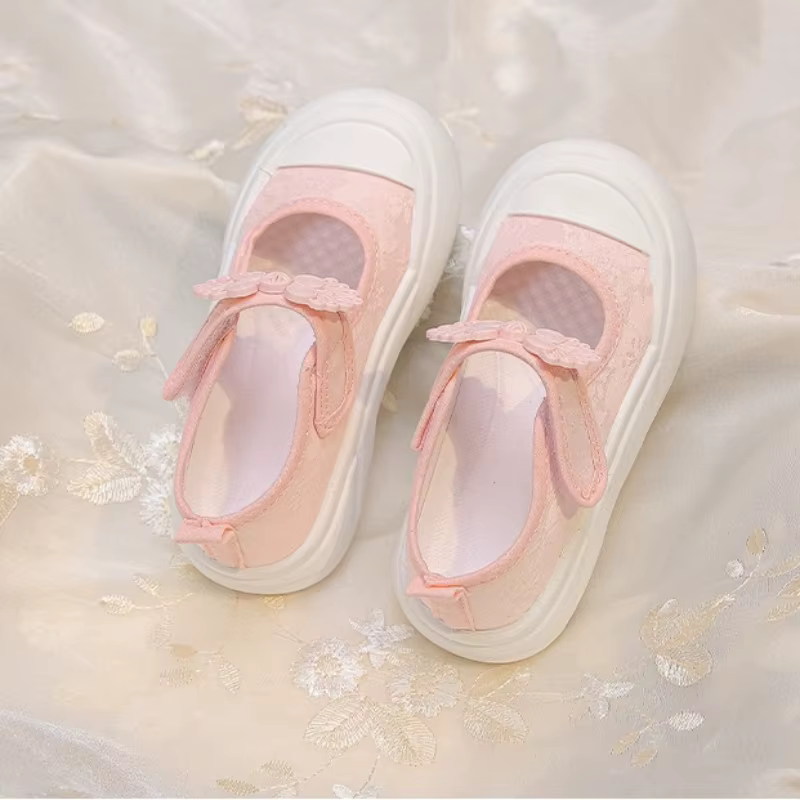 Chaussures décontractées en toile pour filles avec ornements mignons