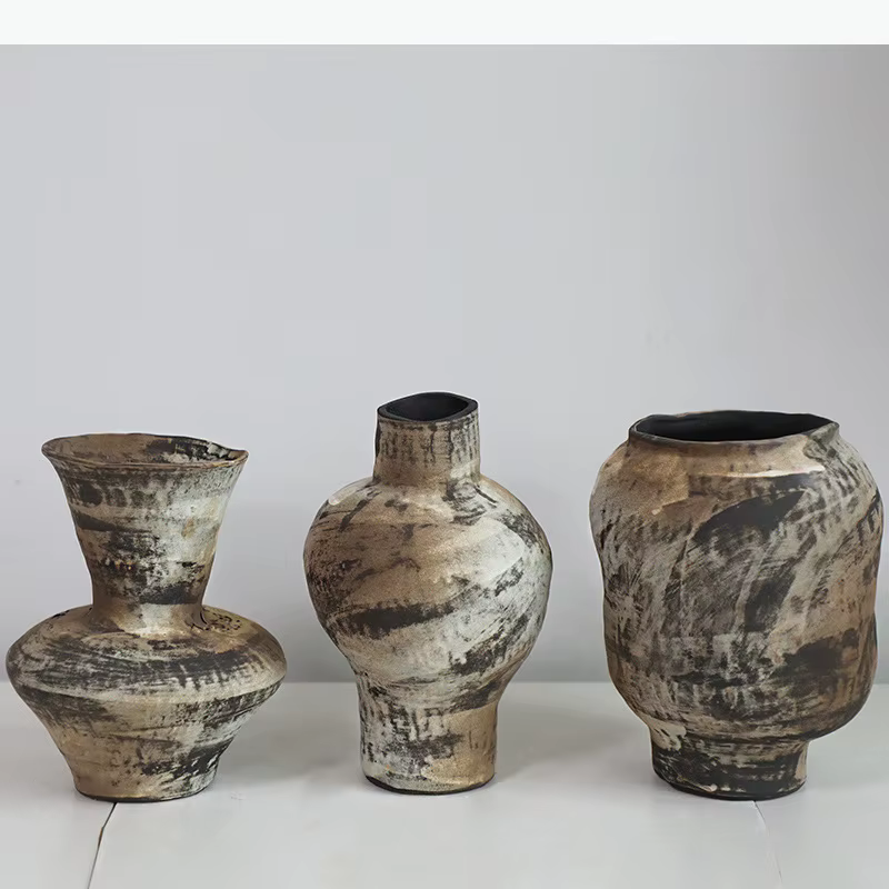 Vase en céramique rétro style Wabi Sabi, pot de plante créatif, décoration de table, arrangement floral, vases à fleurs, décoration esthétique de la pièce