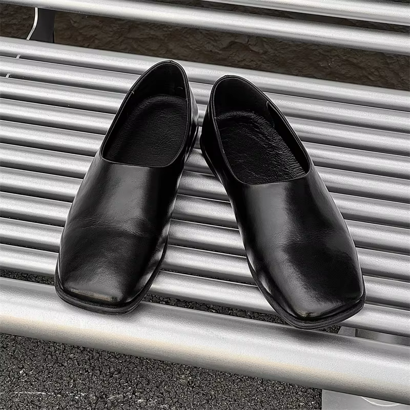 Chaussures de bureau en cuir véritable à fond souple pour hommes