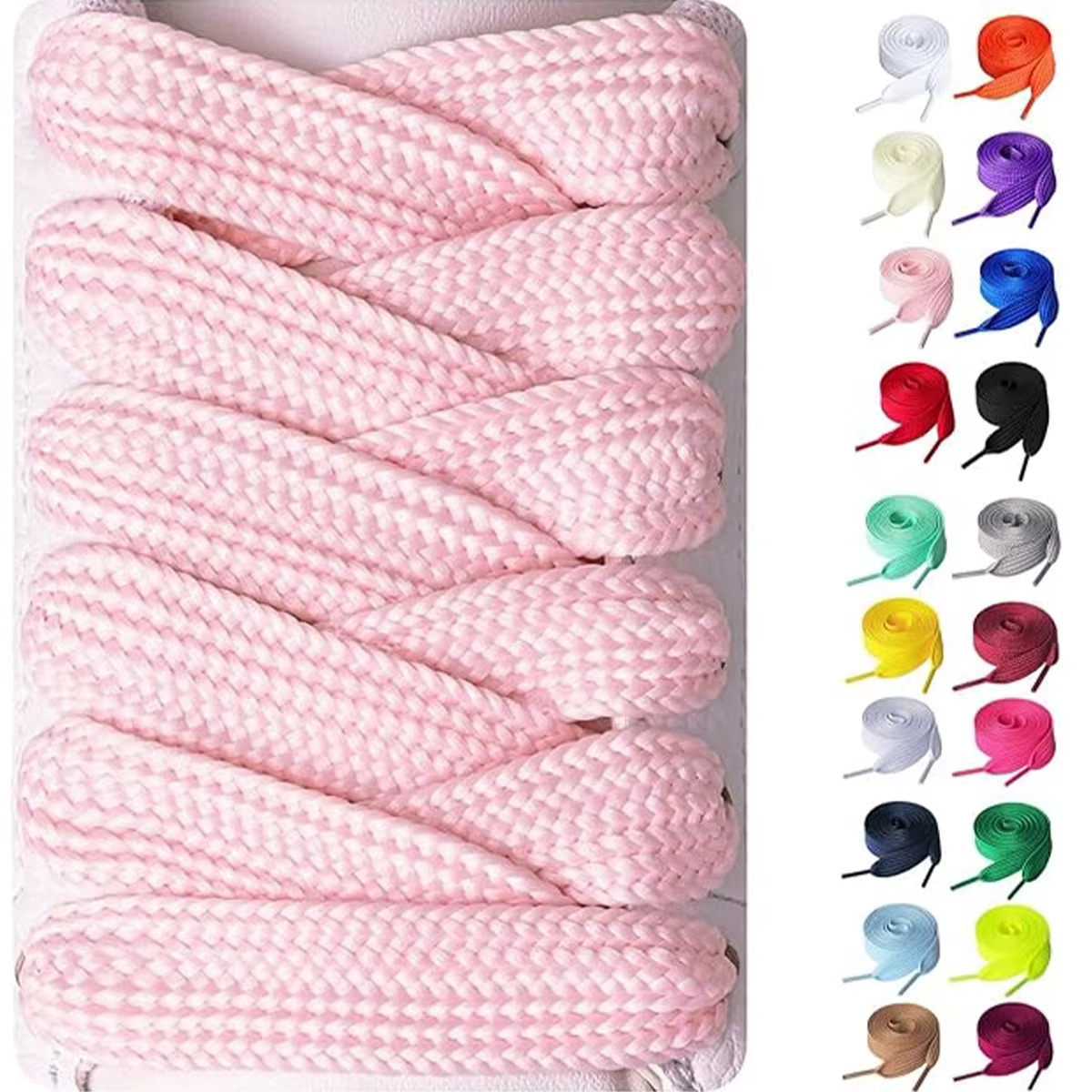 Lacets de chaussures larges de 3/4 po pour baskets et bottes