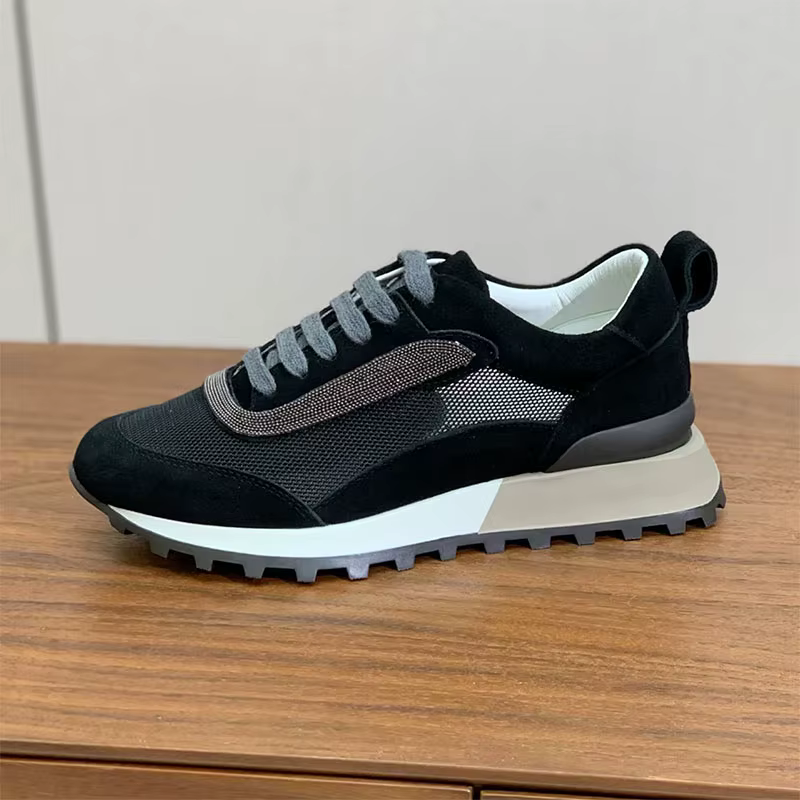 Baskets classiques pour femmes chaîne perle à lacets chaussures plates confort