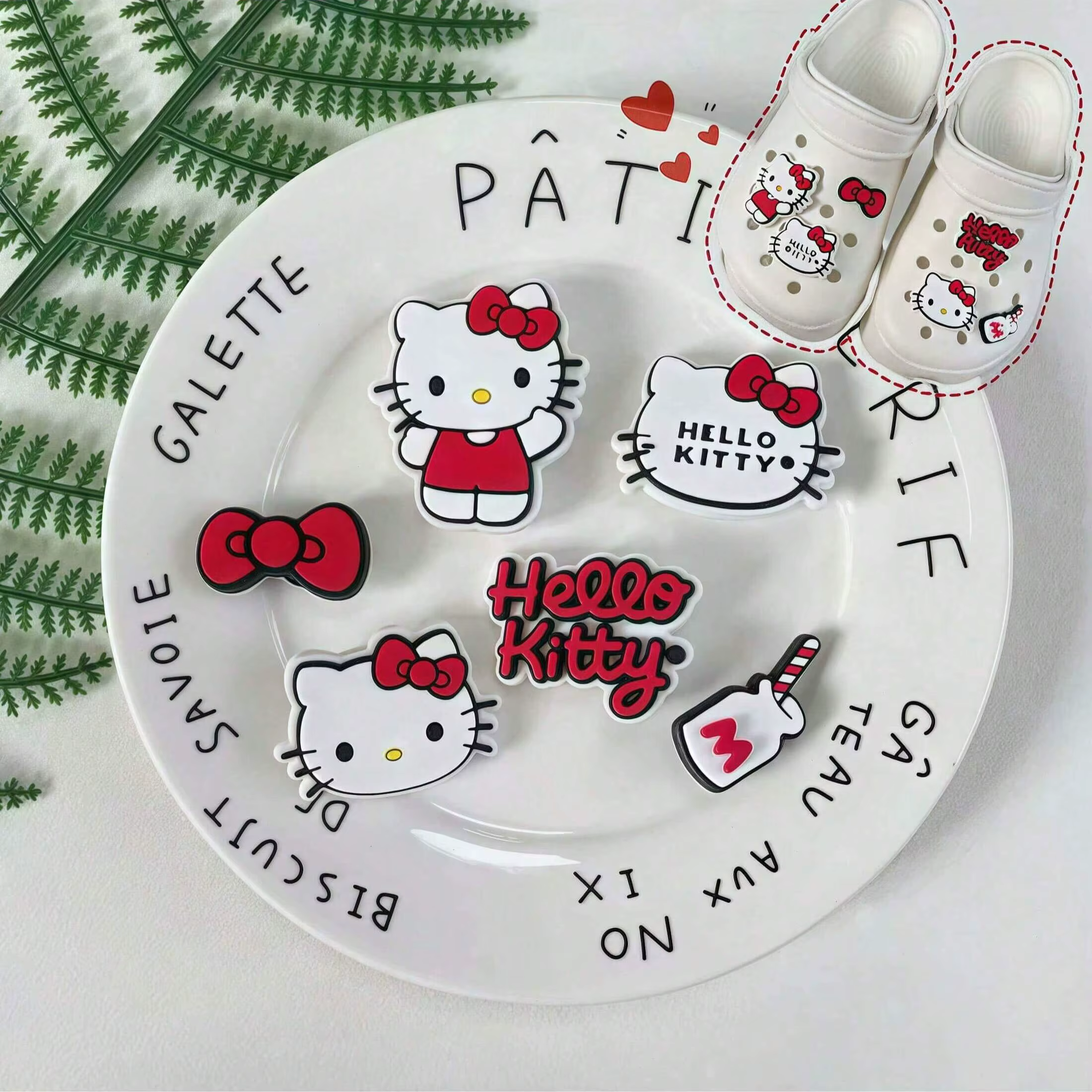 6/12 pièces Décorations de chaussures Hello Kitty - Accessoires 3D mignons
