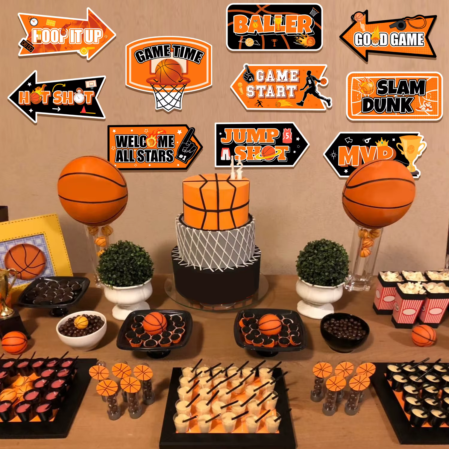 20 Panneaux de Décoration pour Fête de Basketball, Décorations de Jardin pour Fête de Basketball, Panneaux de Décoration pour Fête de Basketball
