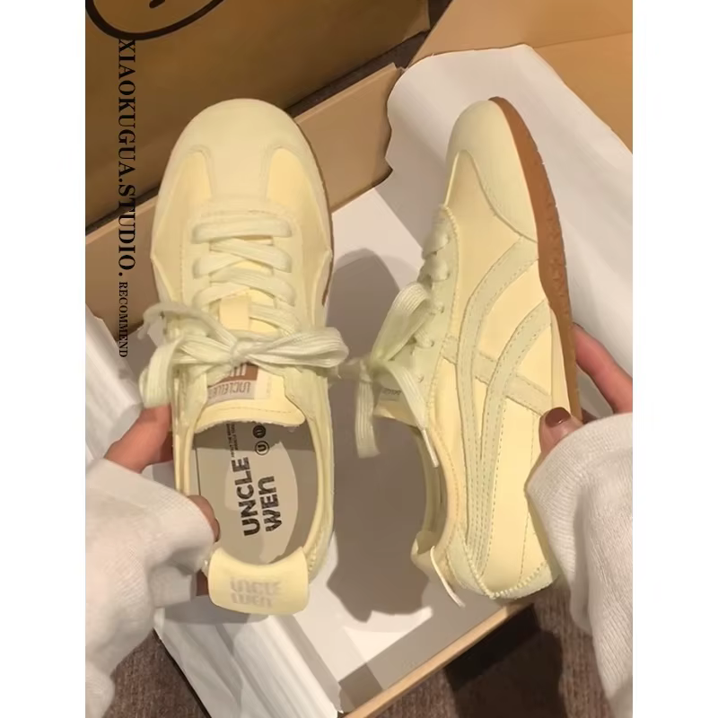 Chaussures de sport décontractées légères en cuir véritable rétro pour femmes