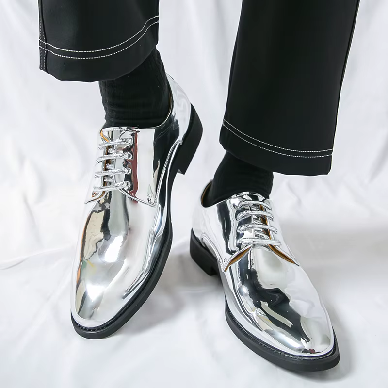 YEHENG Chaussures habillées métalliques brillantes pour hommes