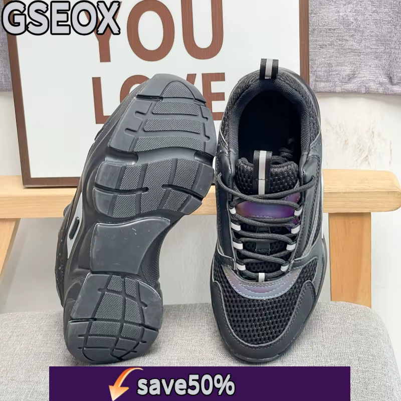 GSEOX Chaussures de sport décontractées à semelles épaisses pour hommes et femmes avec sangles en maille élastique