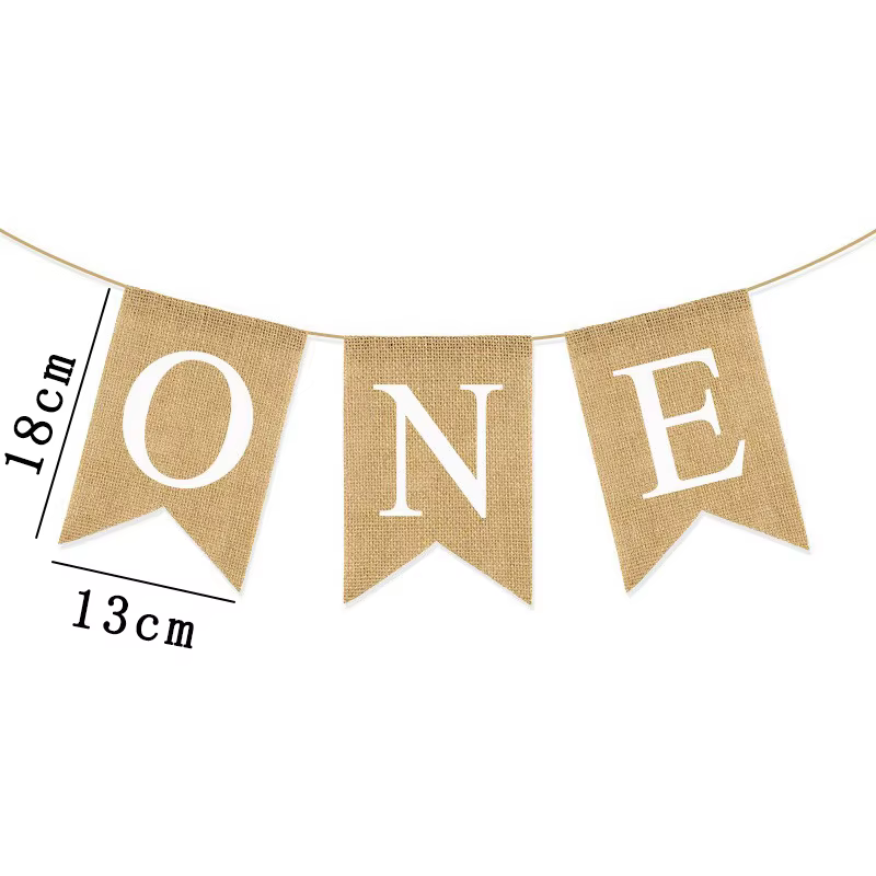 Bannière de chaise de premier anniversaire pour bébé, une guirlande en toile de jute, pour garçon et fille d'un an, décoration de fête d'anniversaire, fournitures d'accessoires Photo