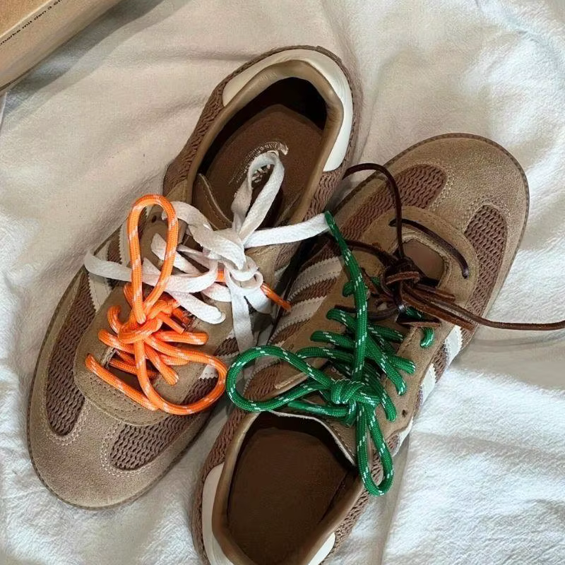 Lacets DE chaussures individuels 4 pièces Vintage Miu rond plat en cuir combinaison bricolage