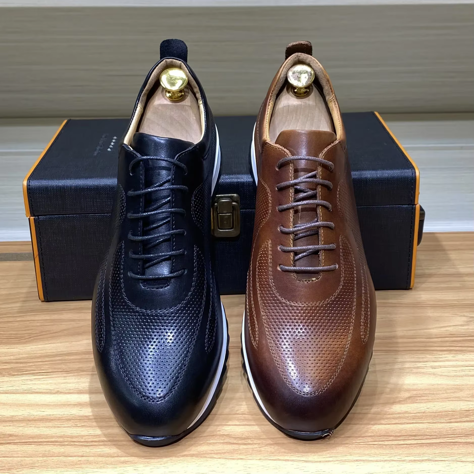Baskets de luxe en cuir véritable pour hommes
