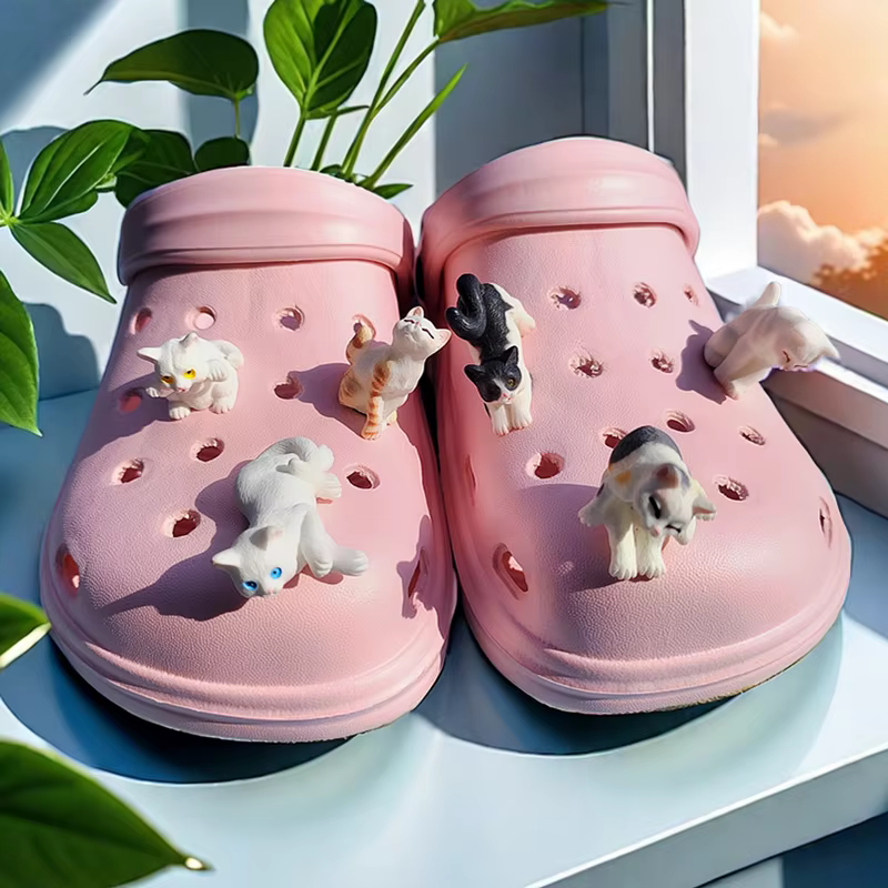 Charms de chaussures chats 3D pour femmes et filles