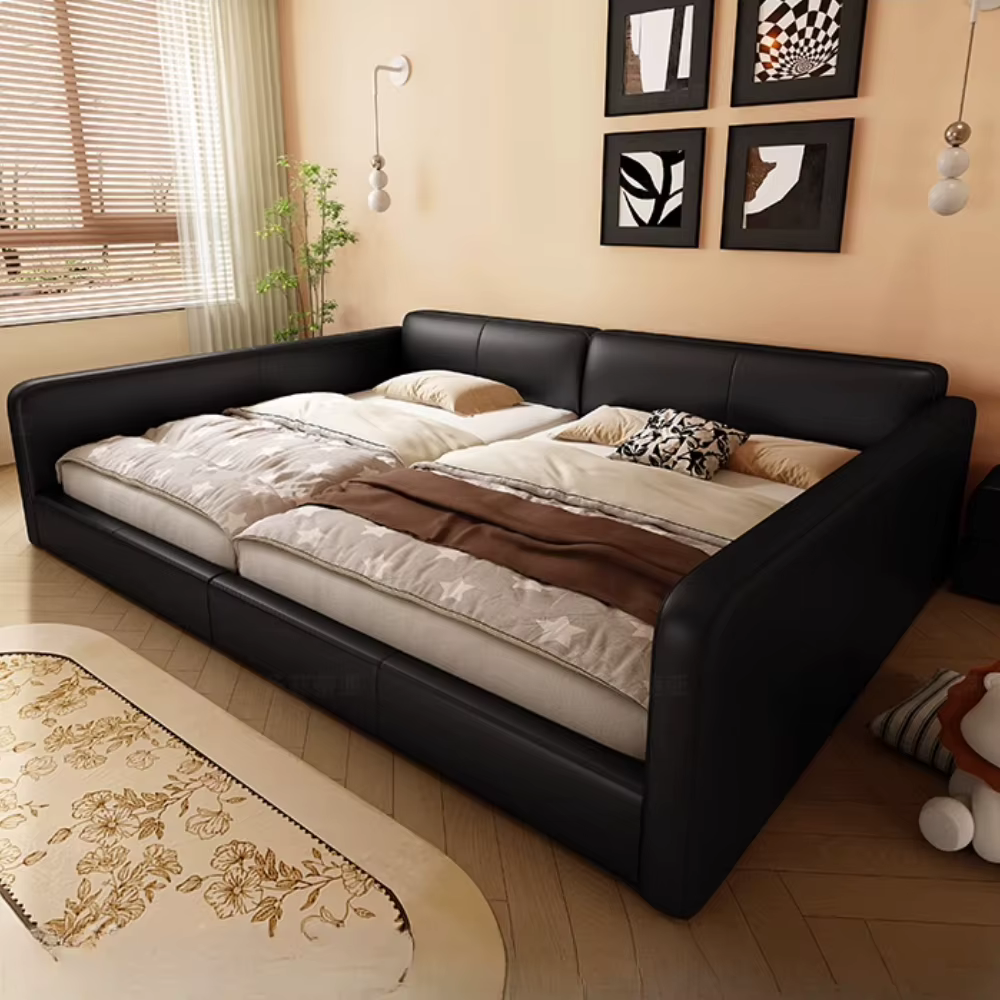 Lit De chambre moderne noir nordique pour enfants, ensemble De lit King Size pour garçons, rembourrage De couchage, meubles De maison