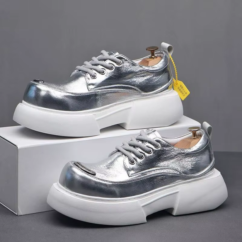 Chaussures de luxe argentées pour hommes