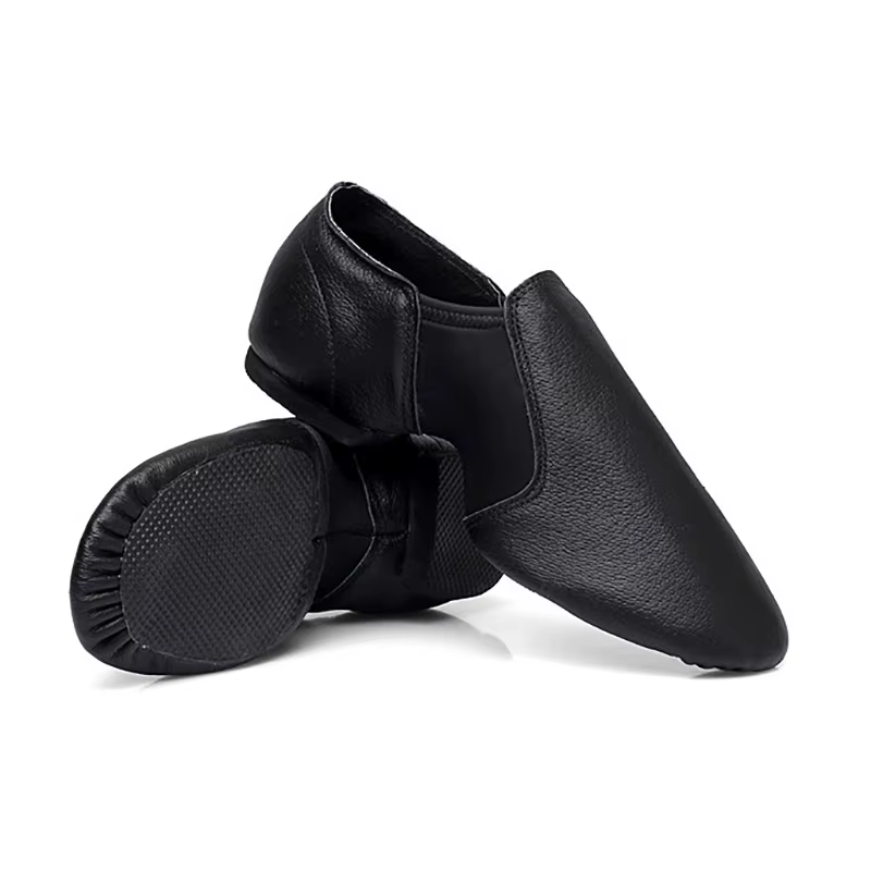 24-44 Coupons femmes sans lacet baskets en cuir véritable chaussure de danse pour hommes adultes enfants filles noir