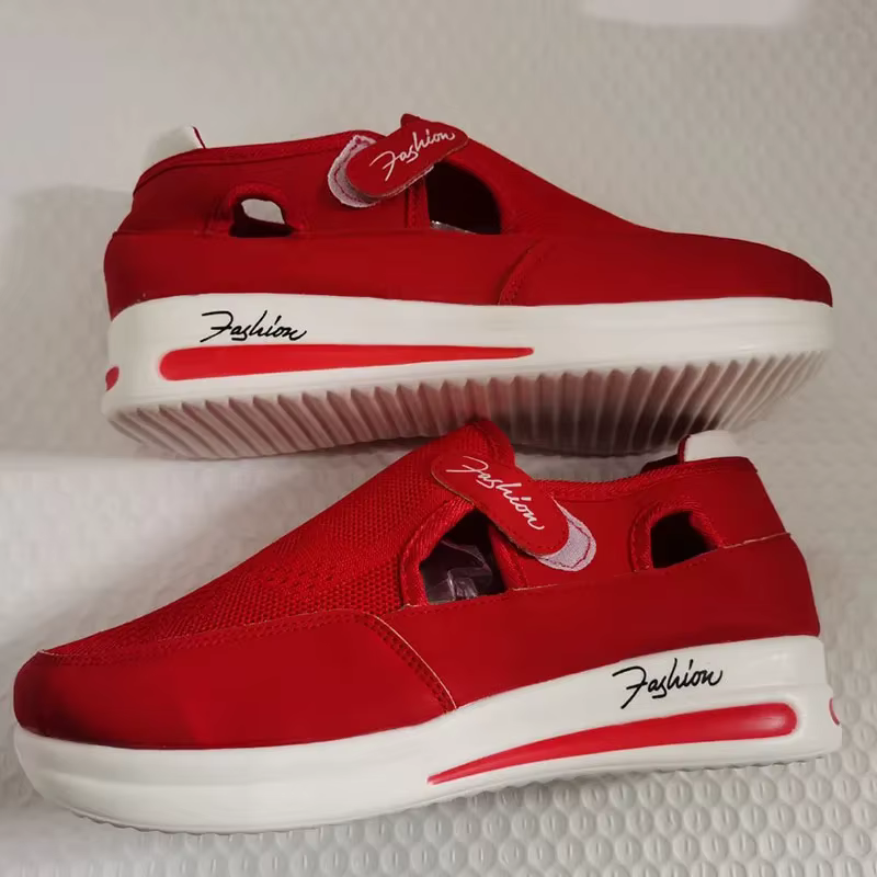 Nouvelles baskets rouges décontractées et respirantes pour femmes 2026 – Chaussures de mode à plateforme en toile