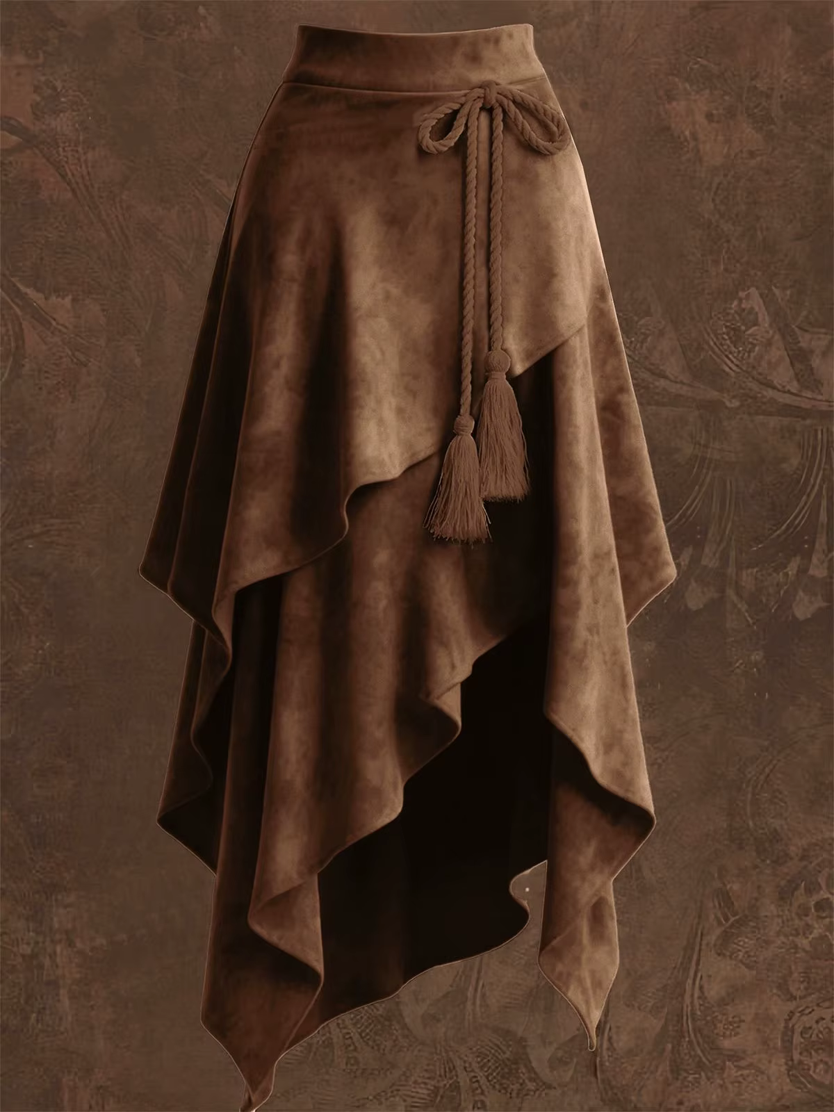 Jupe en daim de style western rétro, design irrégulier, jupe unie