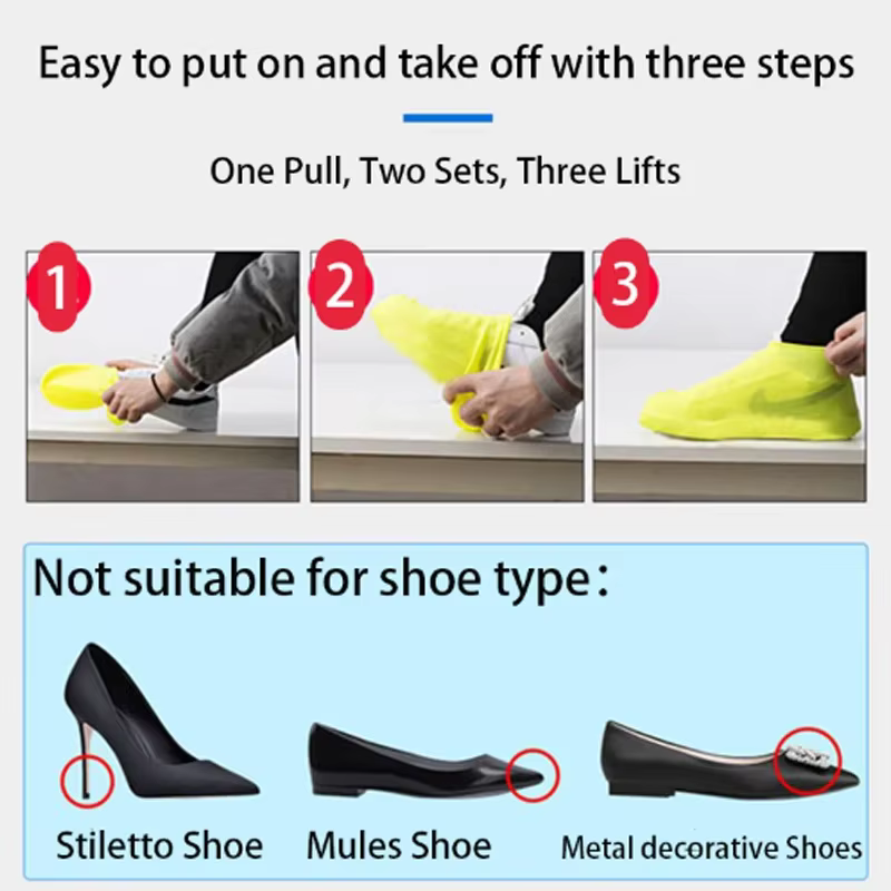 Couvre-chaussures de pluie imperméables réutilisables en Silicone