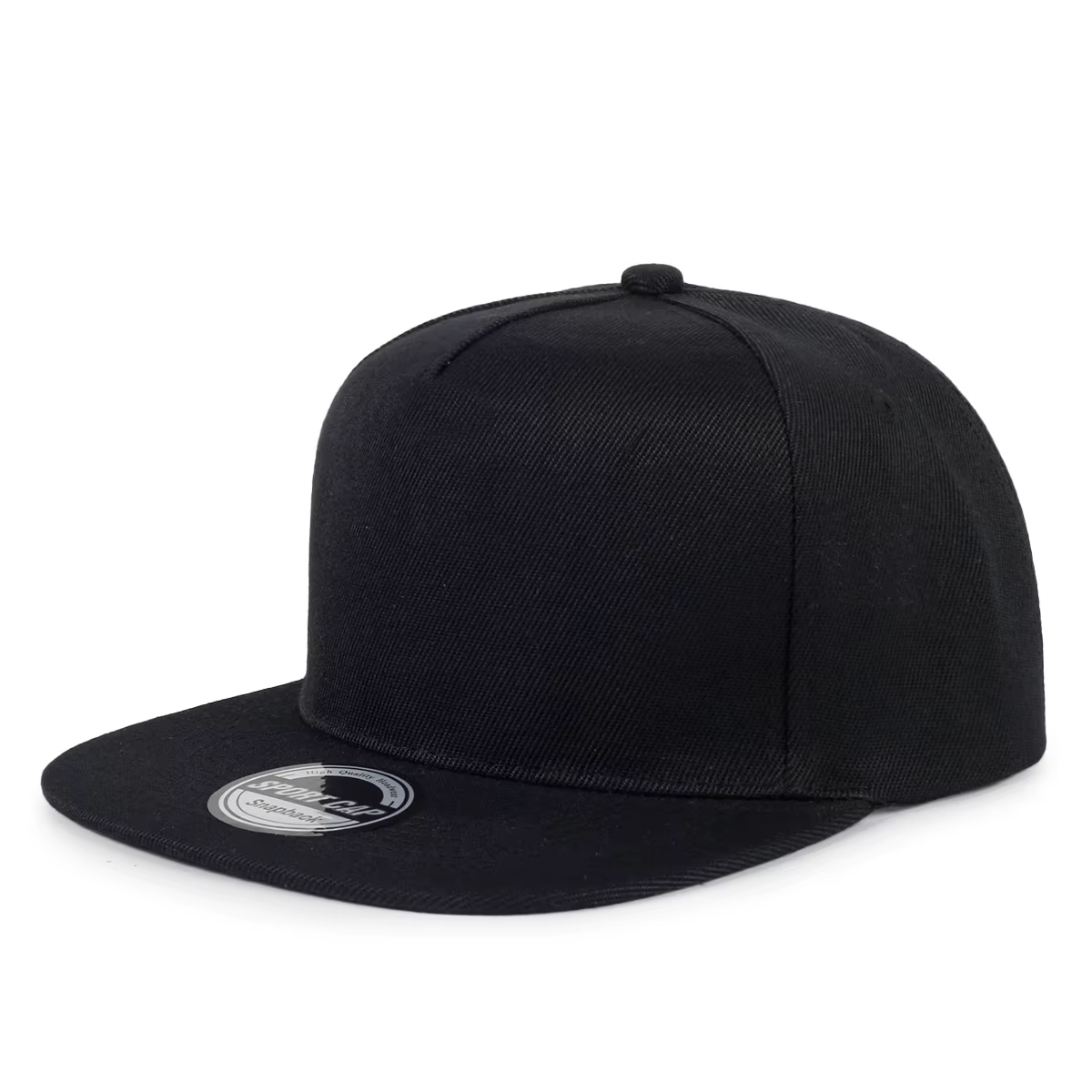 Casquettes à visière plate de couleur unie à cinq pièces avec logo imprimé personnalisé