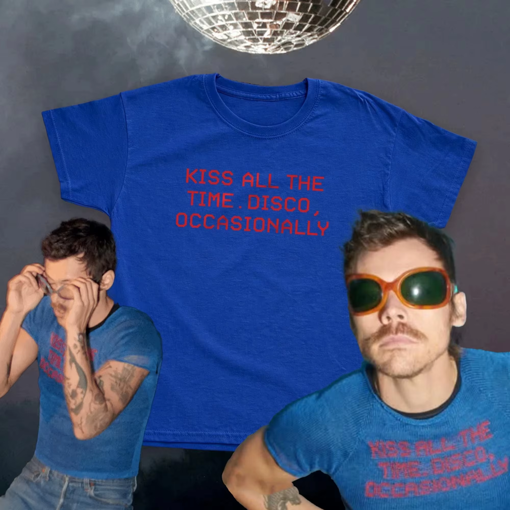 T-shirt imprimé style Harry Styles Album Kiss All Time Disco pour femme, en coton, nouveau, coupe oversize, streetwear