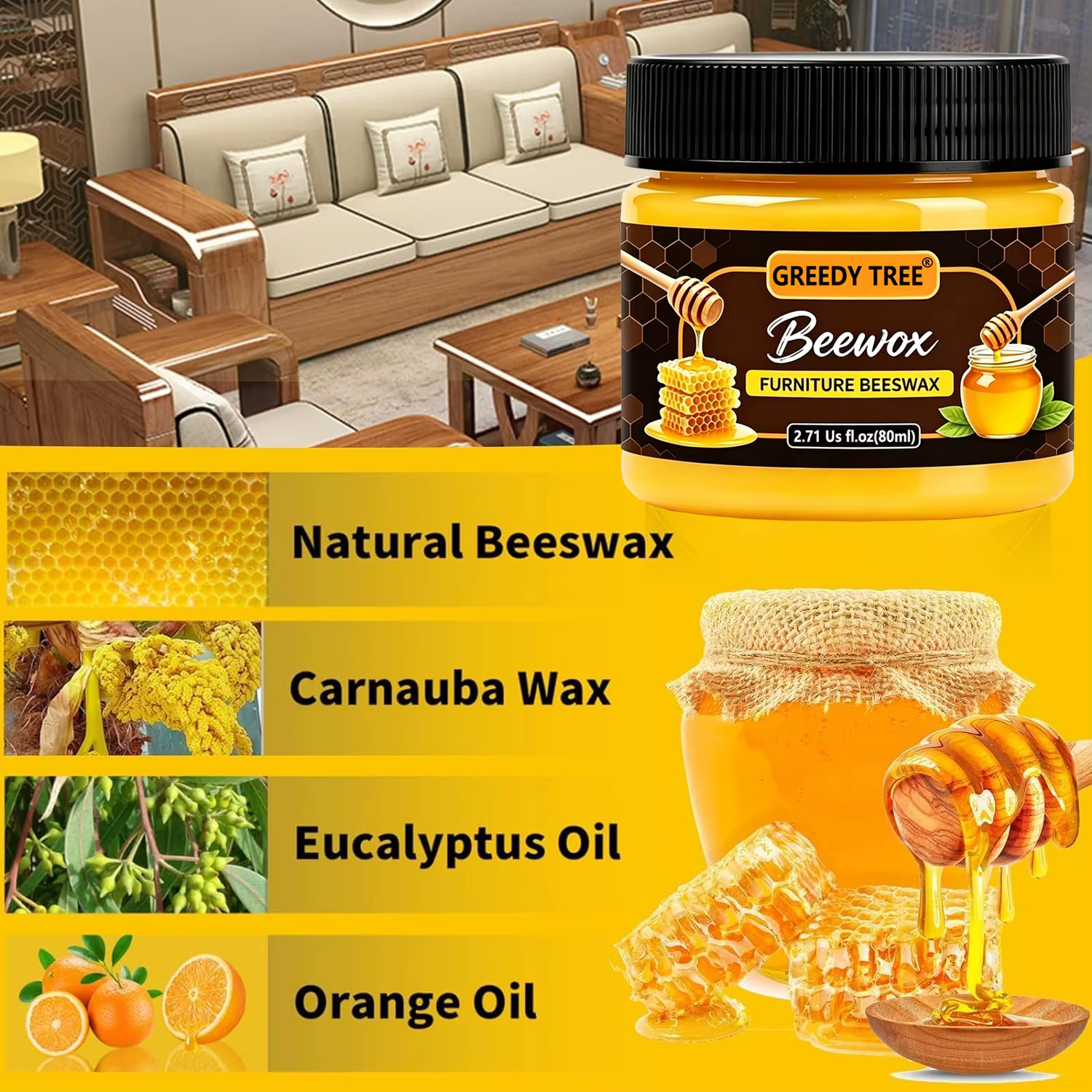 Cire d'abeille en bois véritable, entretien et protection des meubles en bois de rose, anti-âge, huile de polissage pour parquets, produits d'entretien pour bois massif domestique