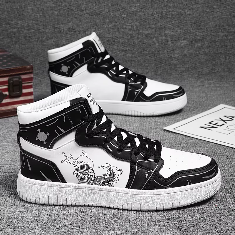 Baskets montantes en cuir plat pour hommes