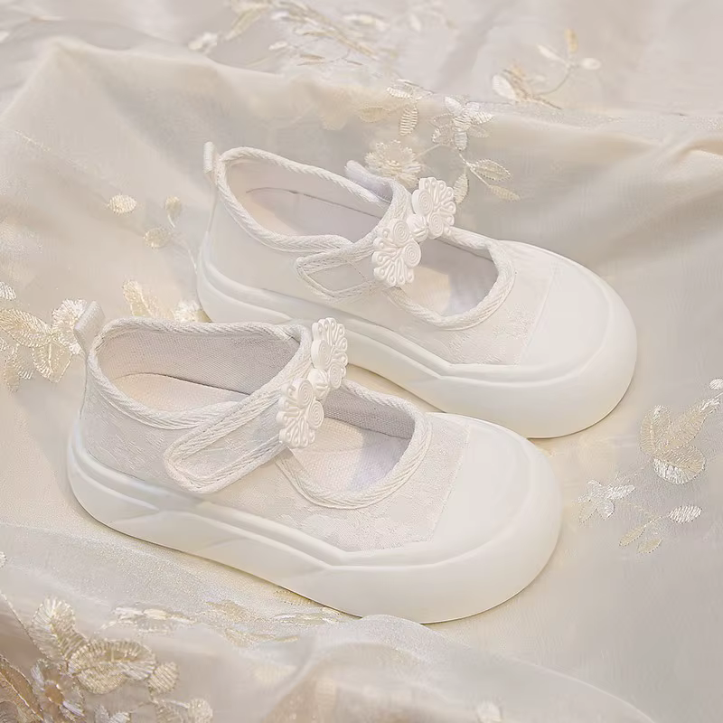 Chaussures décontractées en toile pour filles avec ornements mignons