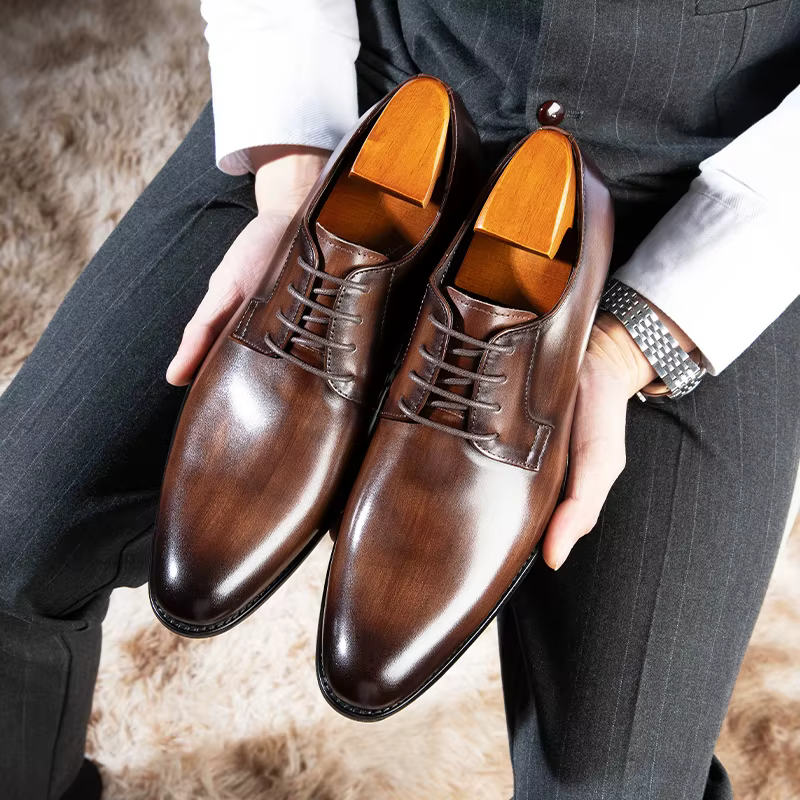 Chaussures en cuir Oxford à lacets pour hommes