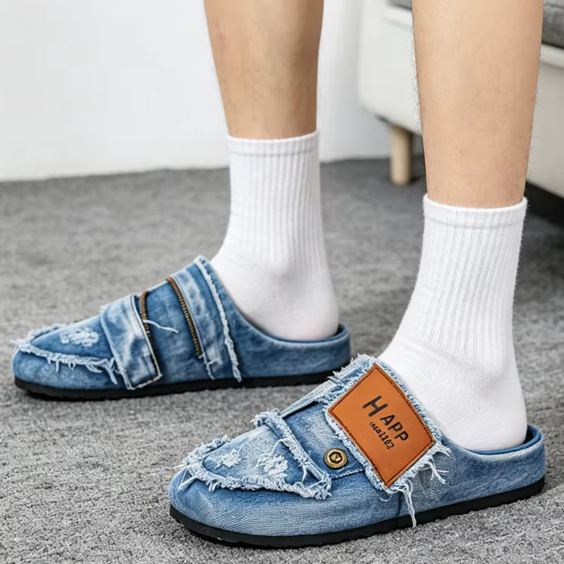Chaussures décontractées tendance pour hommes été 2026 en toile denim bleue