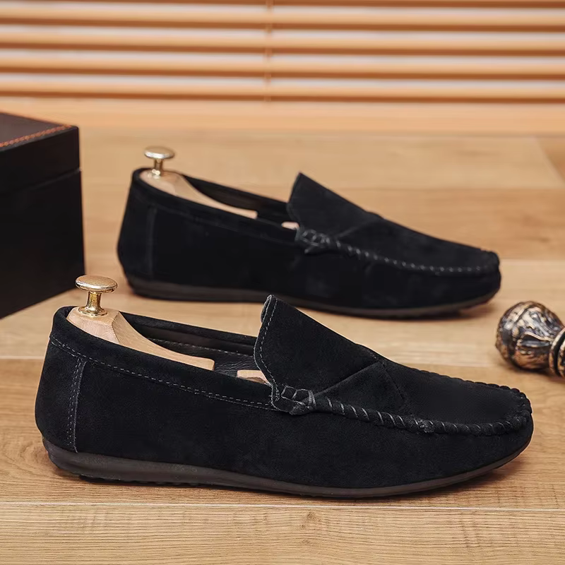 Mode daim hommes chaussures décontractées mâle paresseux