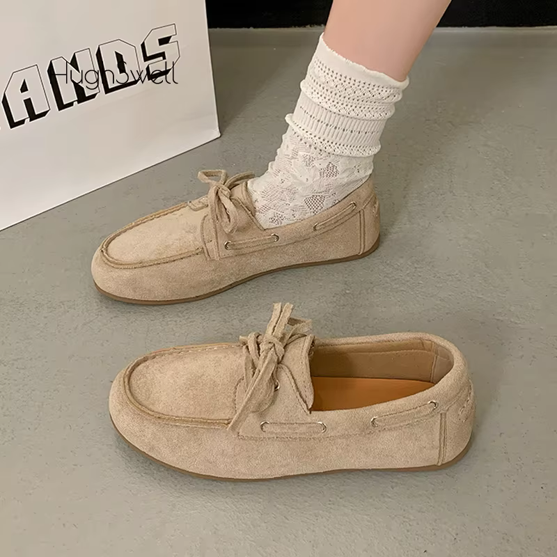 Chaussures bateau à enfiler en cuir suédé pour femme