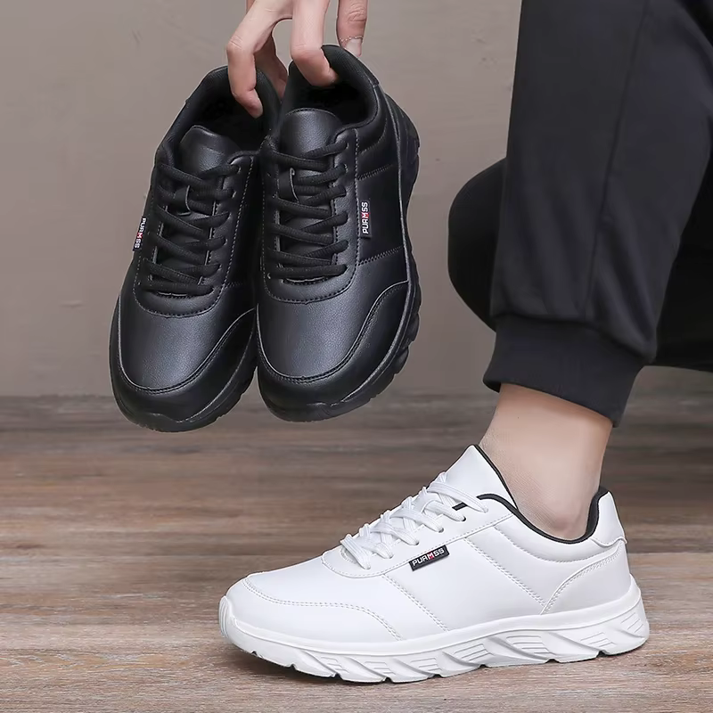 Nouveaux hommes baskets mode cuir PU chaussures décontractées