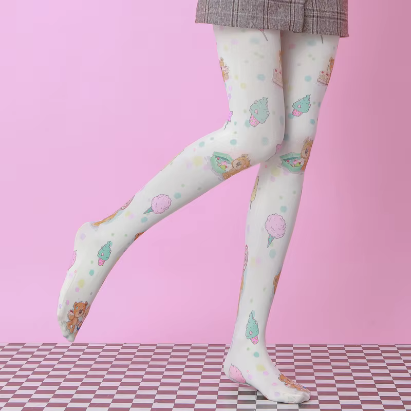 Collants de tatouage Harajuku de style japonais pour femmes, bas de mode gothique rétro JK, collants Lolita, chaussettes mignonnes Kawaii