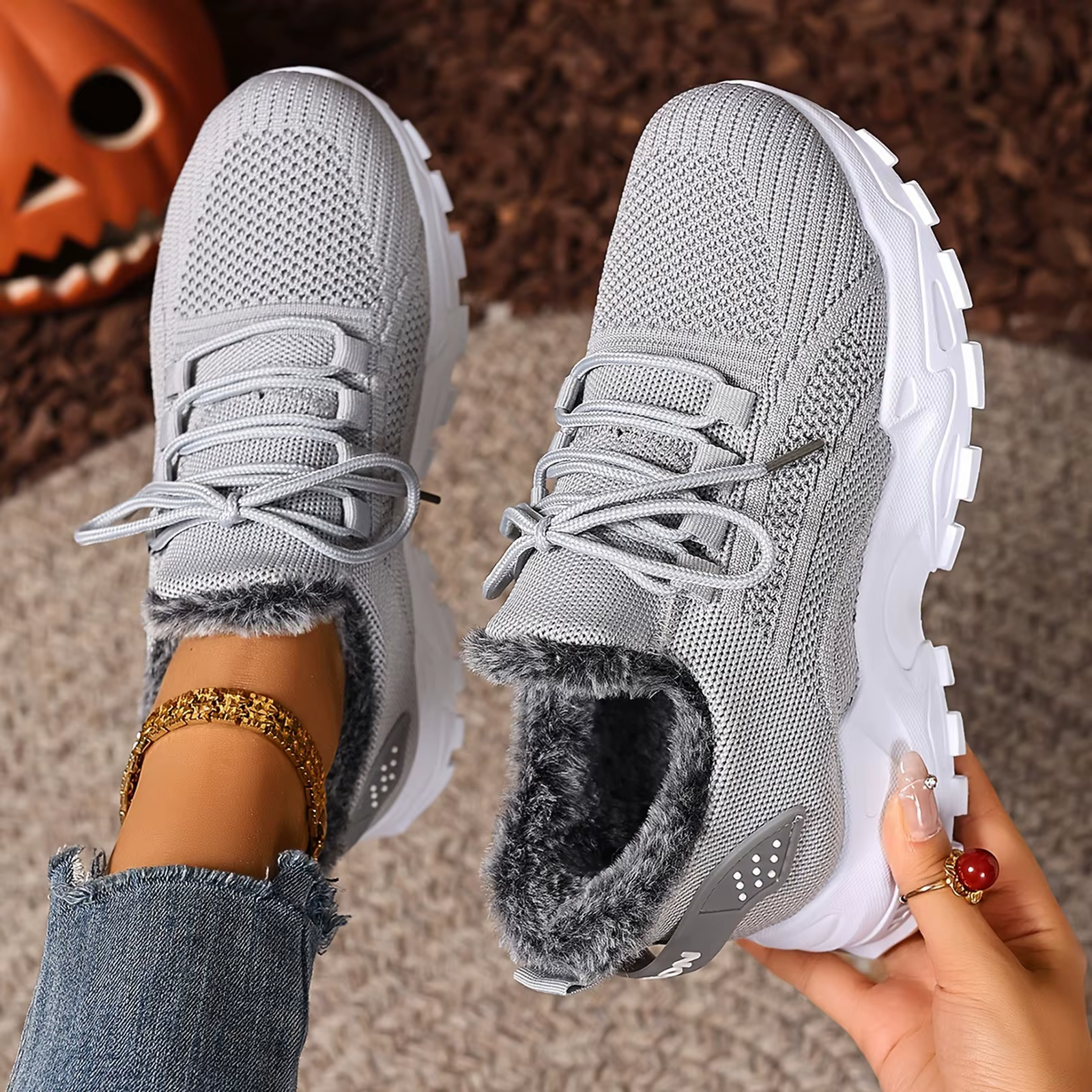 Baskets femmes hiver chaussures de sport chaudes semelles antidérapantes adaptées à la temps froid