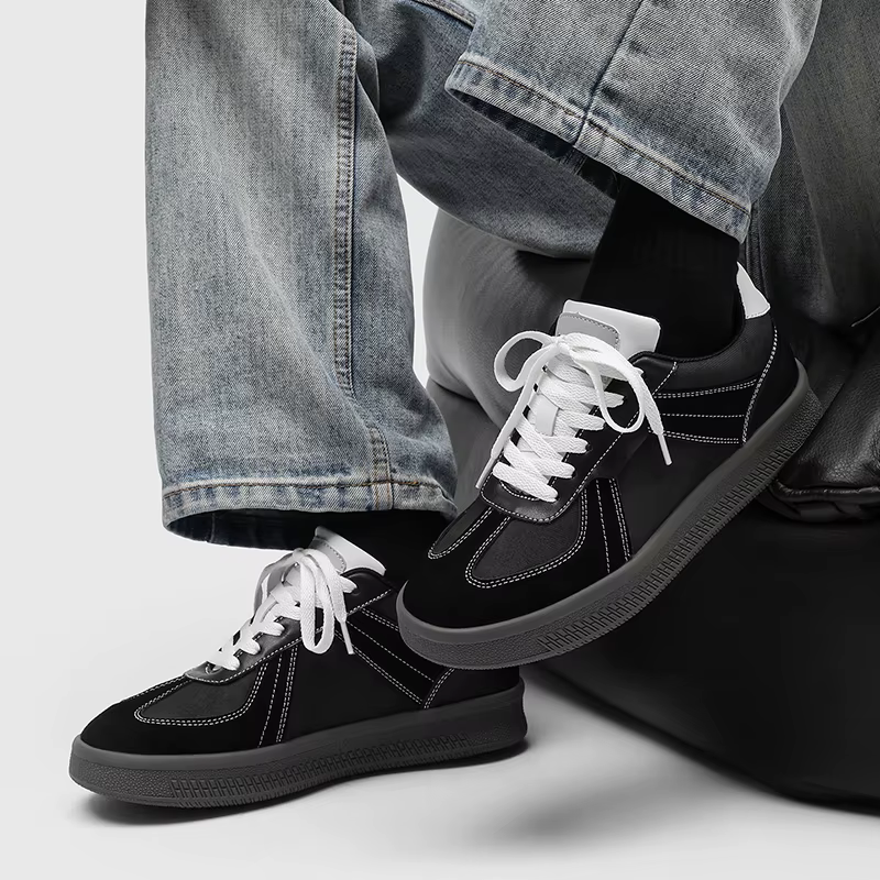 Nouvelles baskets de sport vintage noires à blocs de couleur pour hommes