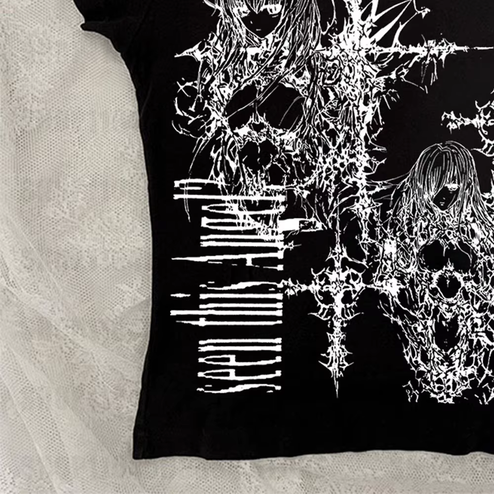 T-shirt Emo Esthétique Sexy Streetwear Décontracté Nouveau Style 2026 Punk Gothique Grunge Imprimé Rétro Manches Courtes Femme