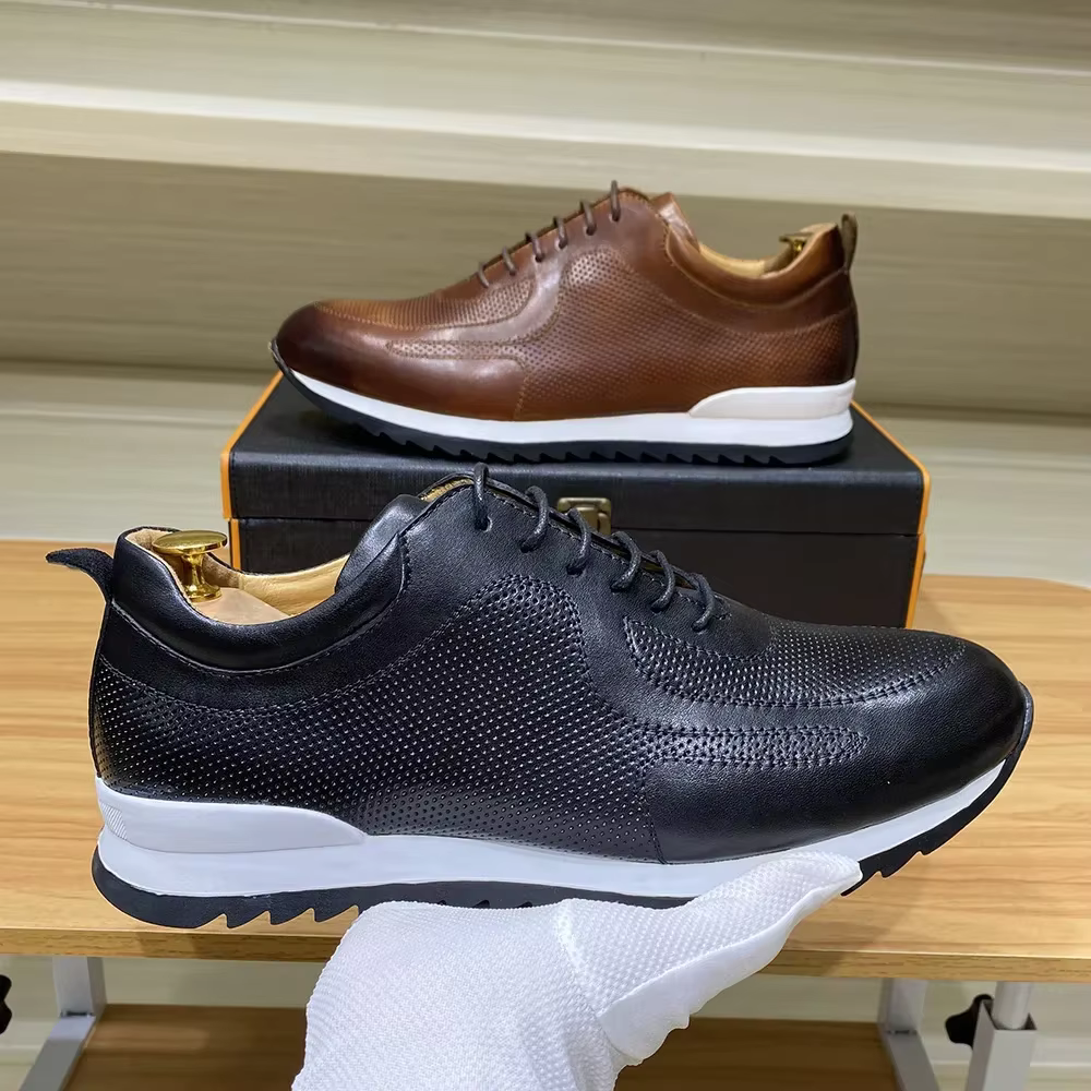 Baskets de luxe en cuir véritable pour hommes