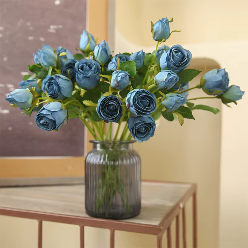 Fleurs de rose pour bouquet de mariée, 2 têtes, bord rôti, mariage, salon, vase de table, accessoires de décoration intérieure, cadeau de la Saint-Valentin