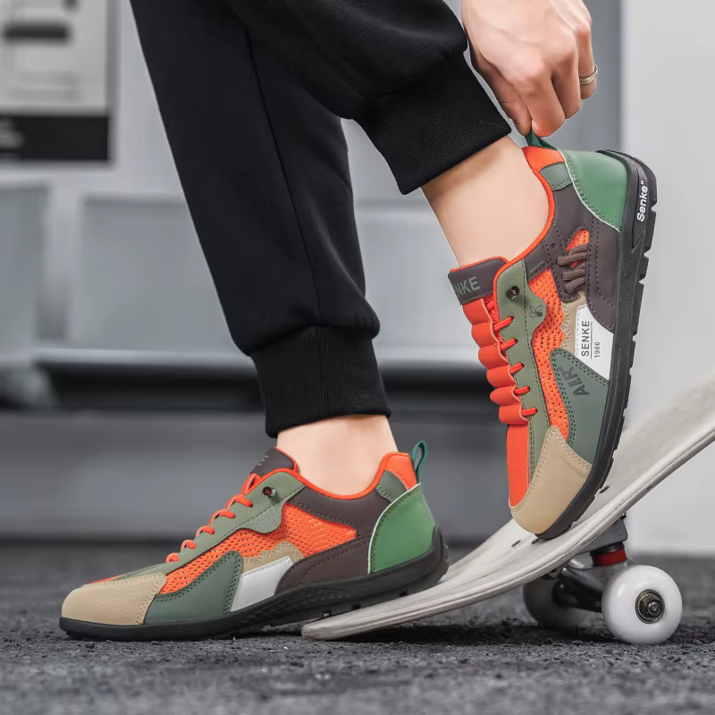 Nouvelles baskets rétro pour hommes été 2026 – Chaussures décontractées respirantes en maille et cuir à enfiler