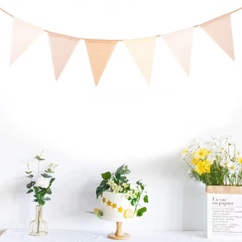 Guirxiété en toile de jute pour enfants, bannière Khali, décoration en lin, fanion crème café, mariage, premier anniversaire, baby shower