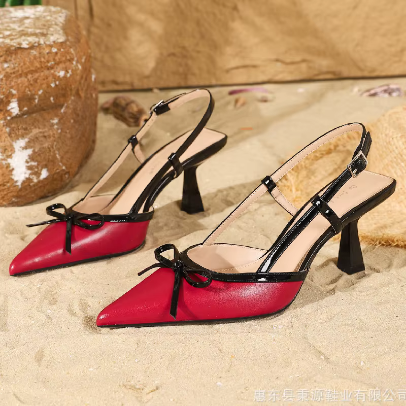 Talons sexy femmes mode bout pointu nœud conception élégante Mule sandale été luxe marque de mariage chaussure de mariée pour dames Sandalias