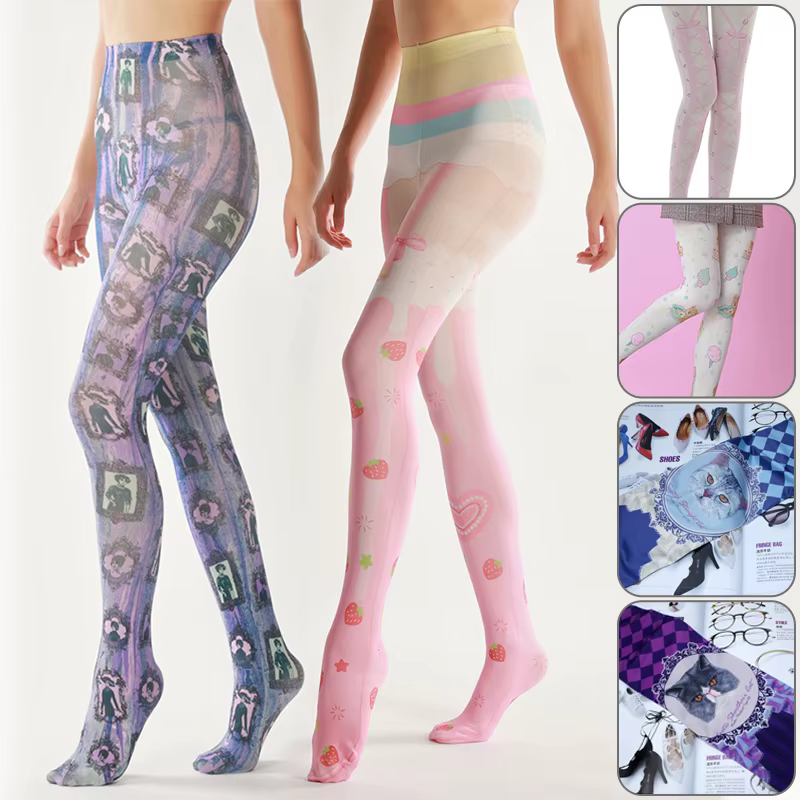 Collants de tatouage Harajuku de style japonais pour femmes, bas de mode gothique rétro JK, collants Lolita, chaussettes mignonnes Kawaii
