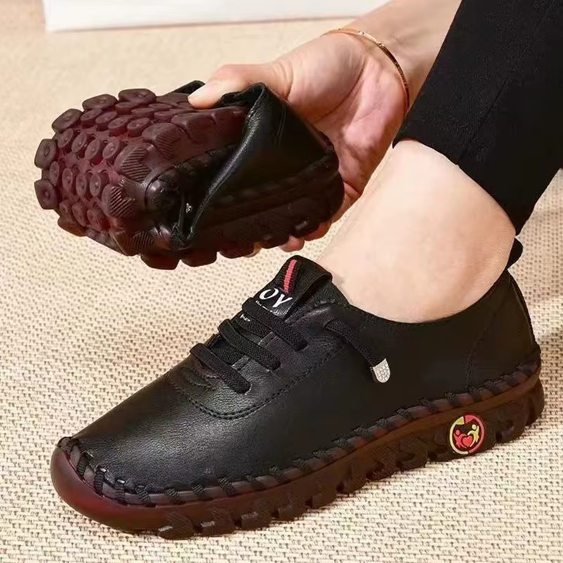 Baskets pour femmes en cuir décontracté vulcanisé femme chaussure doux confortable plat mocassins chaussures sans lacet