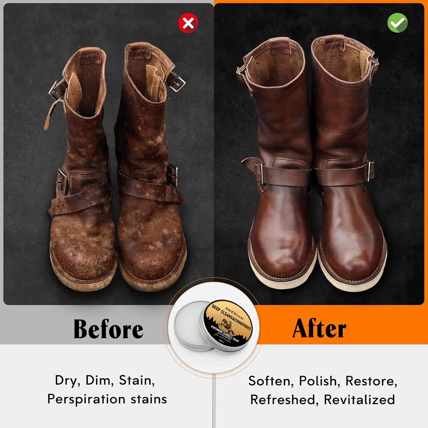 Savon de selle nettoyant pour chaussures en cuir
