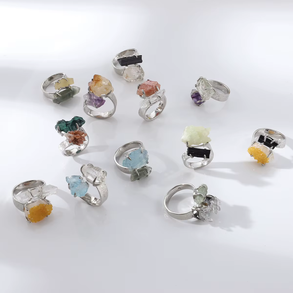Nouvelle Bague en Pierre Précieuse pour Homme et Femme, Bijou de Fête en Pierre Brute, Accessoire de Mode Ajustable