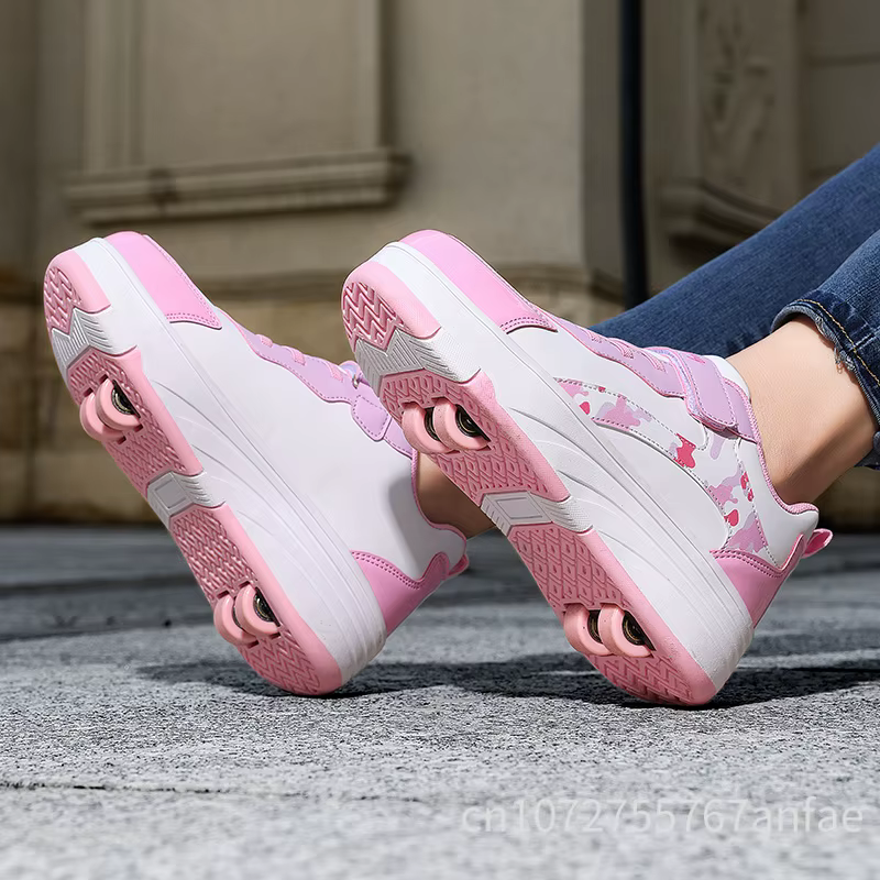 Chaussures de Skateboard pour enfants marche roulante double usage confortable résistant à l'usure en plein air patinage à roulettes baskets filles décontracté Sho