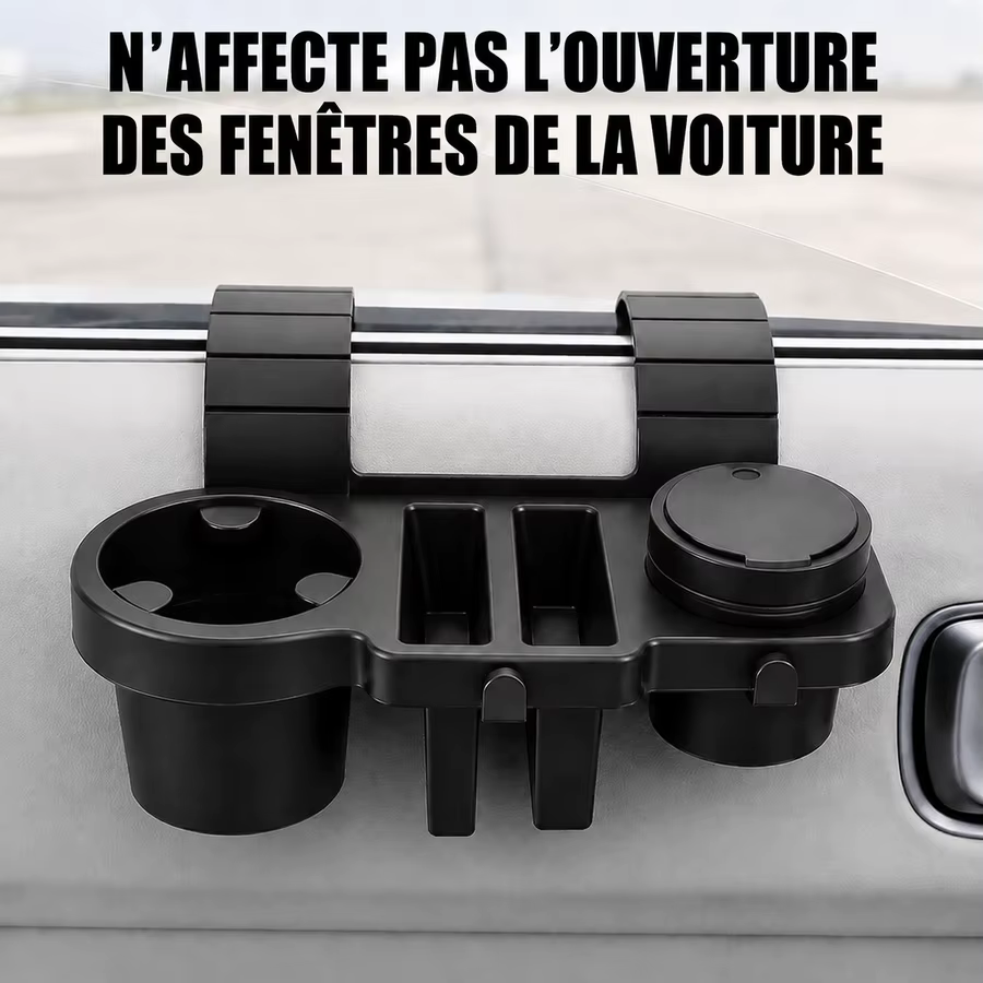 Organisateur de bord de portière de voiture avec porte-gobelet, emplacements pour téléphone, crochets pour clés et rangement divisé pour accessoires, pour l'intérieur de la voiture