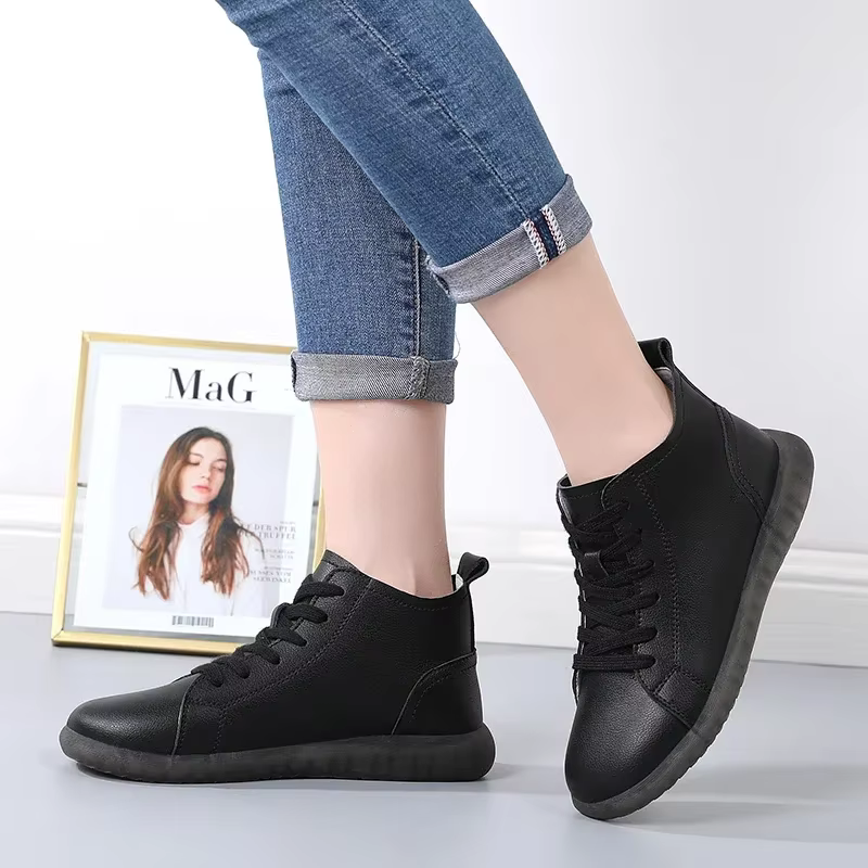 Chaussures décontractées imperméables en cuir véritable de haute qualité pour femmes