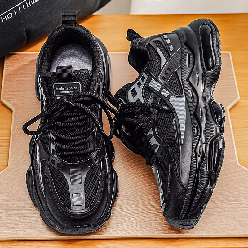 Chaussures de sport décontractées pour hommes en noir pur luxueuses